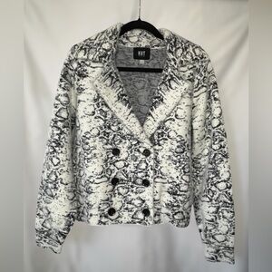 KUT from the Kloth Aaliyah Double Breasted Sweater Coat Snake Print Size S